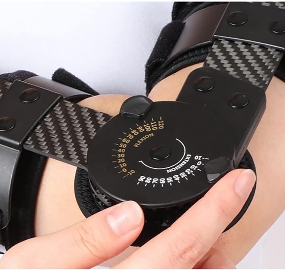 KEULEN Hinged Elbow Brace, Elbow Immobilizer, 0-120°Ajustable Angle, 35.5-43.5 Cm Length, Comfortable Breathable, for Arthritis Pain Relief, Arm Injury Recovery Support Elbow Sprain Dislocation