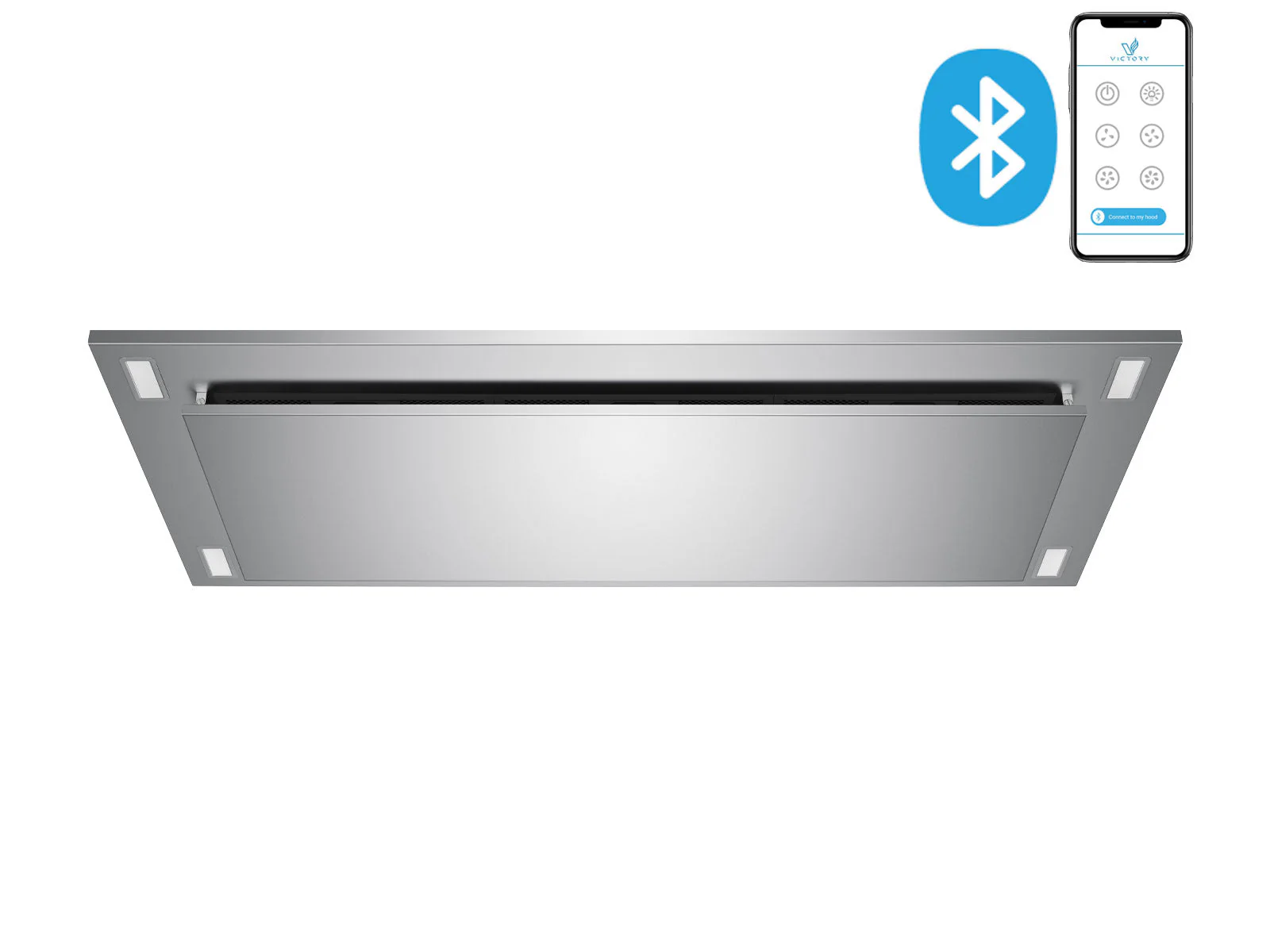 Victory Sunset 38.5-Inch 600 CFM WIRELESS Flush Ceiling Range Hood in Stainless Steel (Sunset-B)