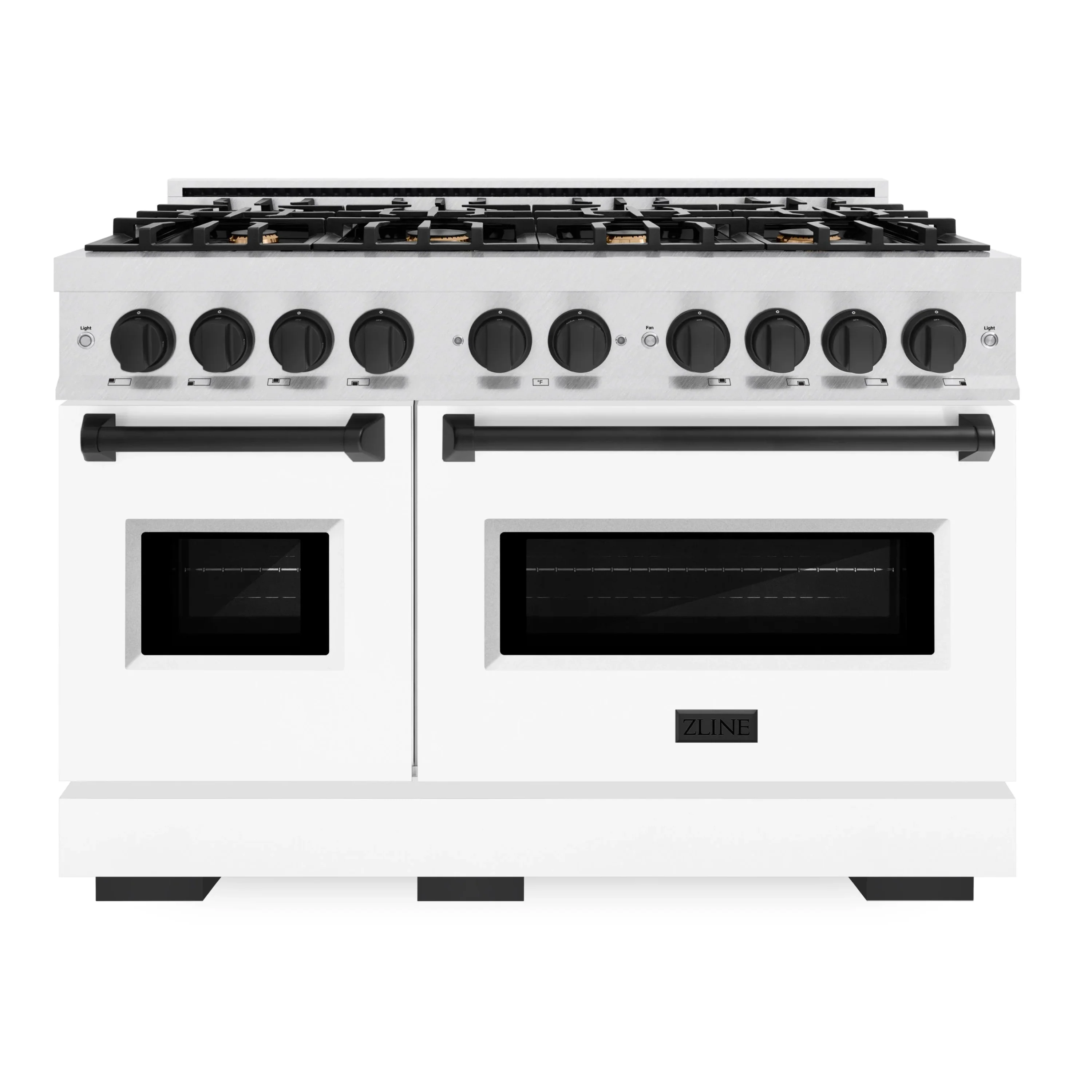 ZLINE Autograph Edition 48-Inch  Classic Series Dual Fuel Range in Satin Stainless Steel with White Matte Door and Matte Black (CDRSZ-WM-48-MB)