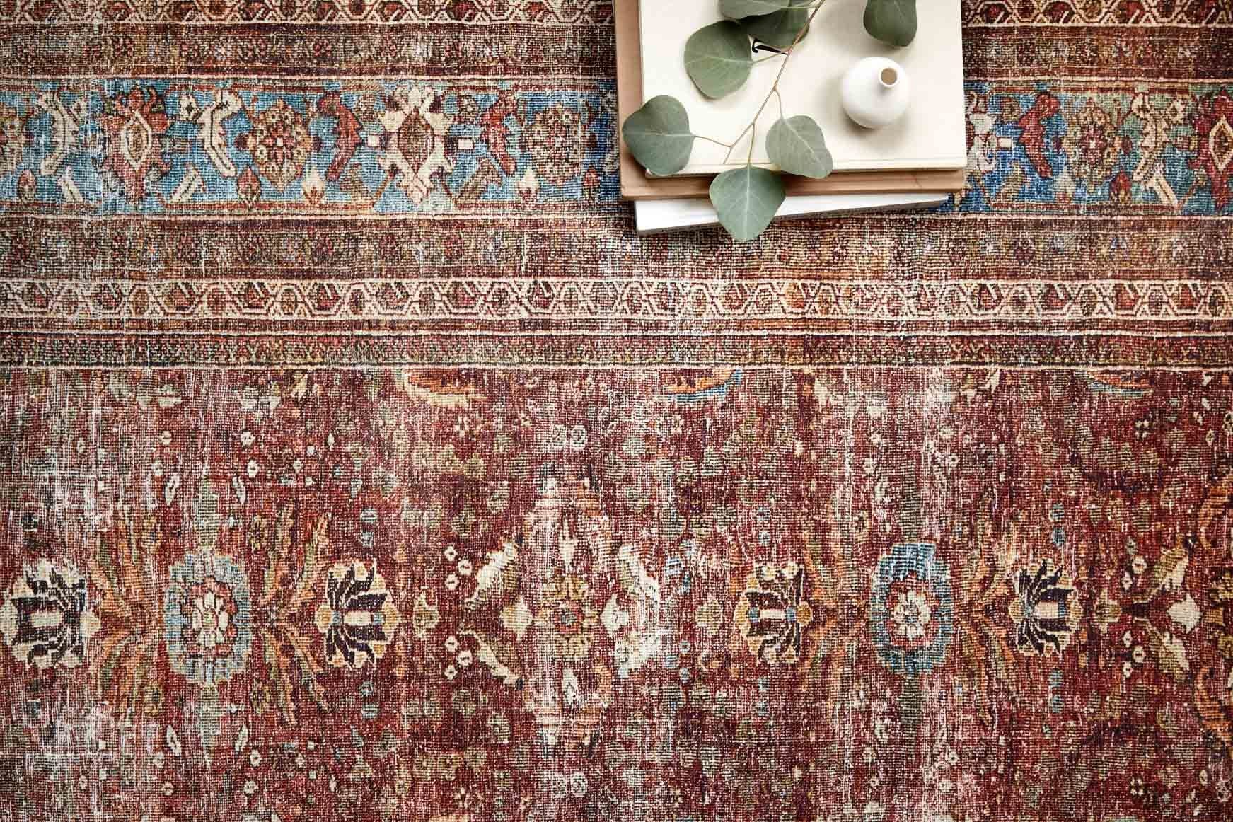 Loloi II Layla Collection - Traditional Power Loomed Rug in Brick & Blue (LAY-01)