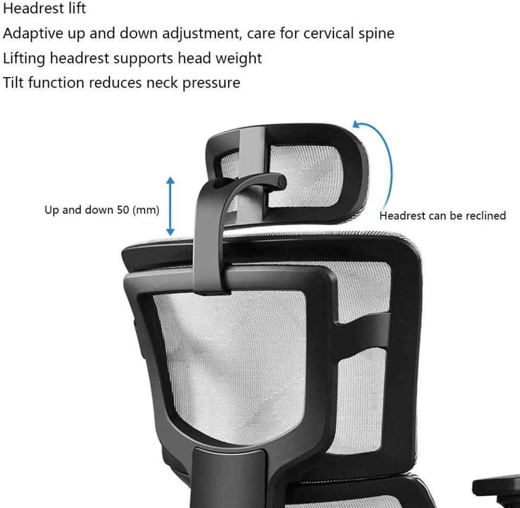 Commercial Ergonomic High Back Executive Mesh Chair, with Adjustable Lumbar Support, Headrest and 3D Armrests (Black One Size)