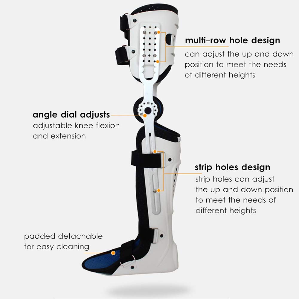 Knee Orthosis Support Brace Joint Stabilizer, Hinged Knee Brace Fracture Fixed Guard Splint Leg Protector Fully Adjustable Calf Ankle Foot Fixed Bracket(