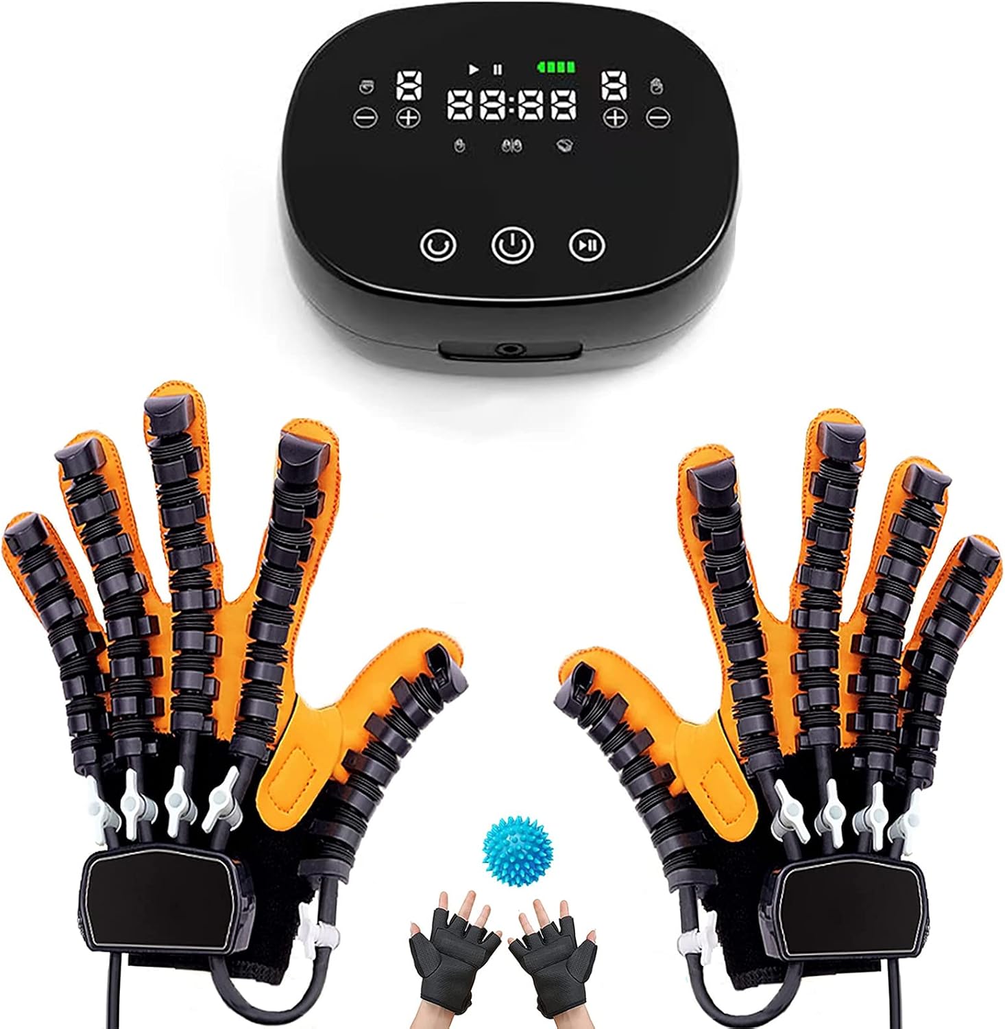 Hand Function Rehabilitation Robot Gloves Finger Training Stroke Hand Splint Finger Orthosis for Long-Term Relief Finger Cramps(Size:XL Code,Color:Both Hand)