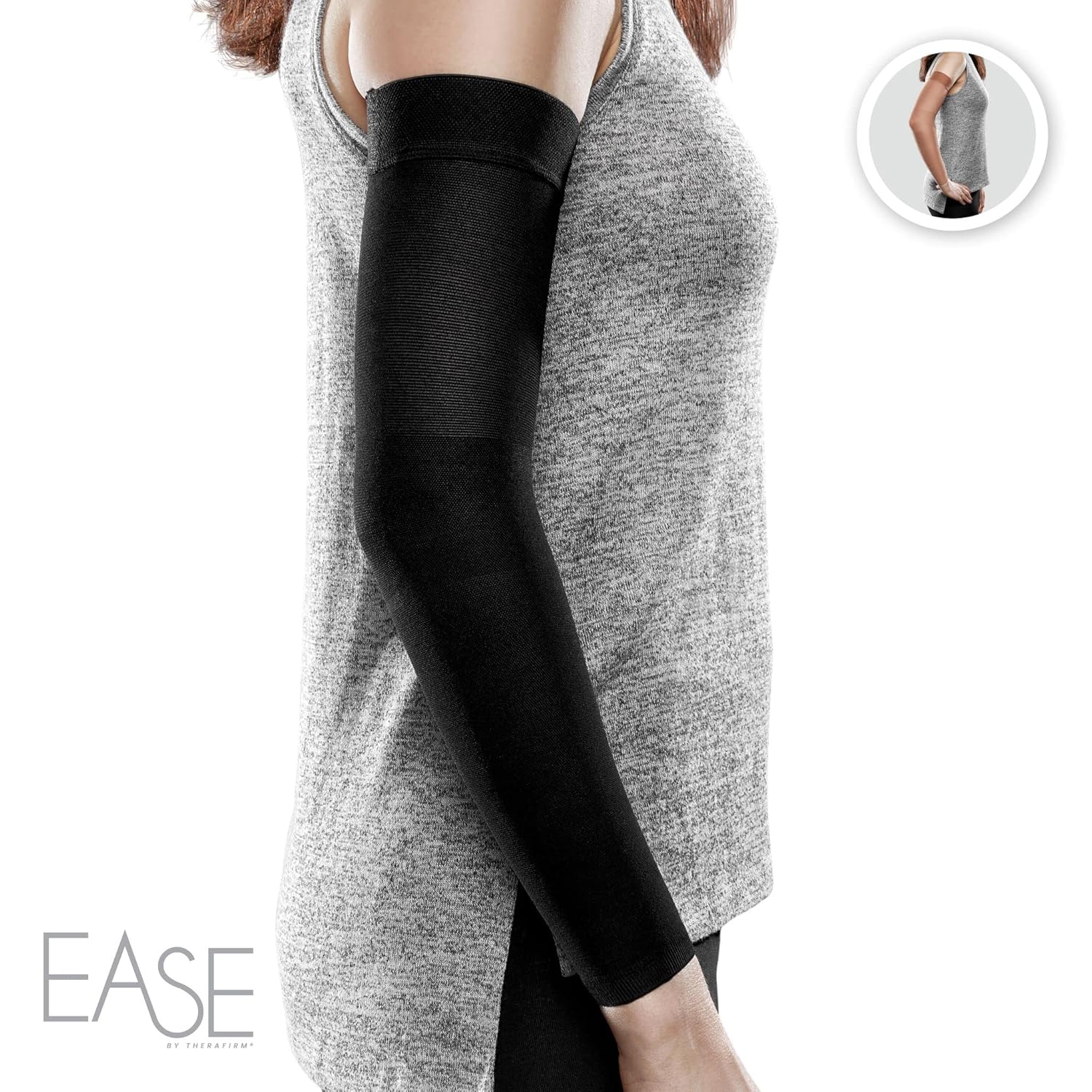 Ease Opaque Lymphedema Firm Arm Sleeve - X-Large Regular - Black - 30-40 mmHg