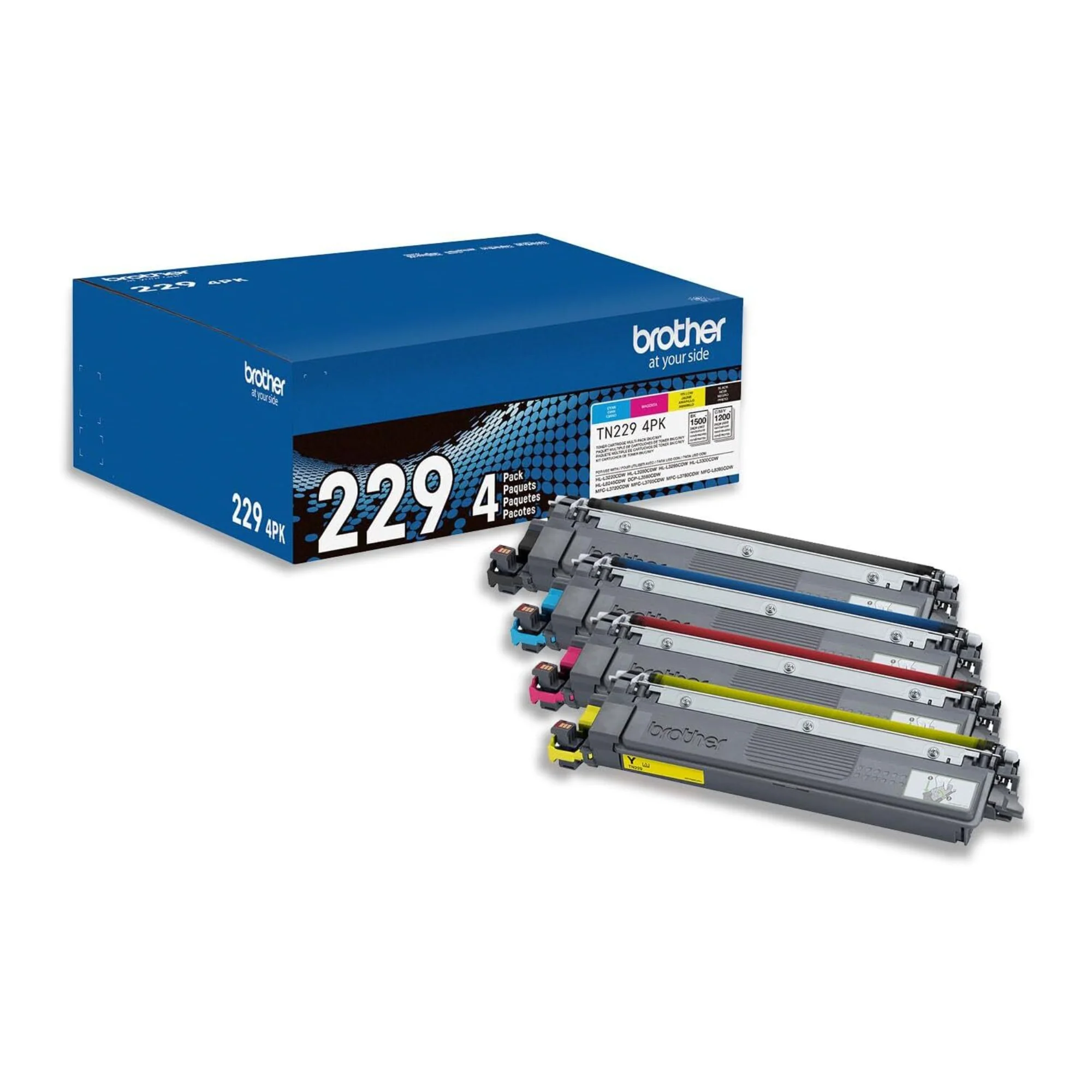 Brother Genuine 4-Pack Printer Toner Cartridges (Black,Cyan,Magenta,Yellow)