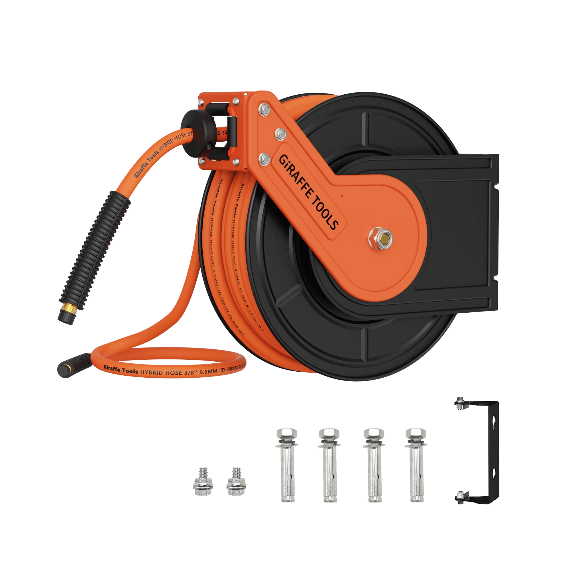 Giraffe Tools 3/8-Inch, 25 Ft. - 50 Ft. Retractable Air Hose Reel with Alloy Steel Reel