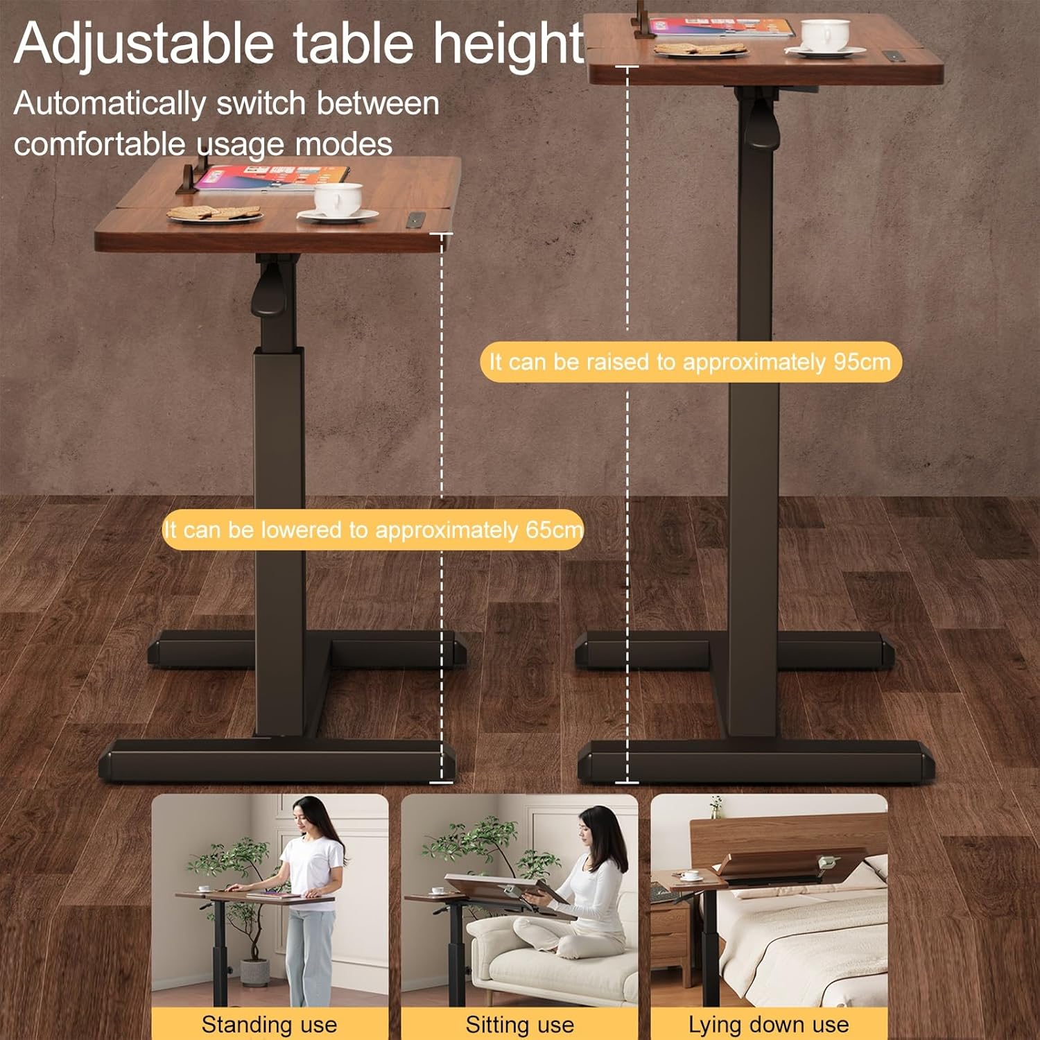 Overbed Bedside Table with Wheels, Tiltable Hospital Bed Table Over The Bed, Adjustable Hospital Laptop Desk with Split Dual Desktop & Pneumatic Gas Spring Lift(White)