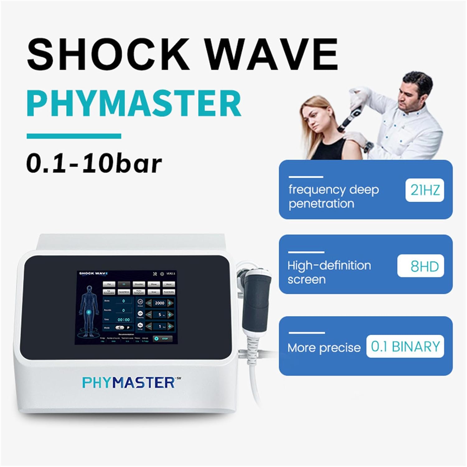 2025 New Extracorporeal Shock Wave Therapy Machine for Joint and Muscle Pain Relief, Non-Invasive ESWT Shockwave Therapy Device, Safe Use, No Side Effects
