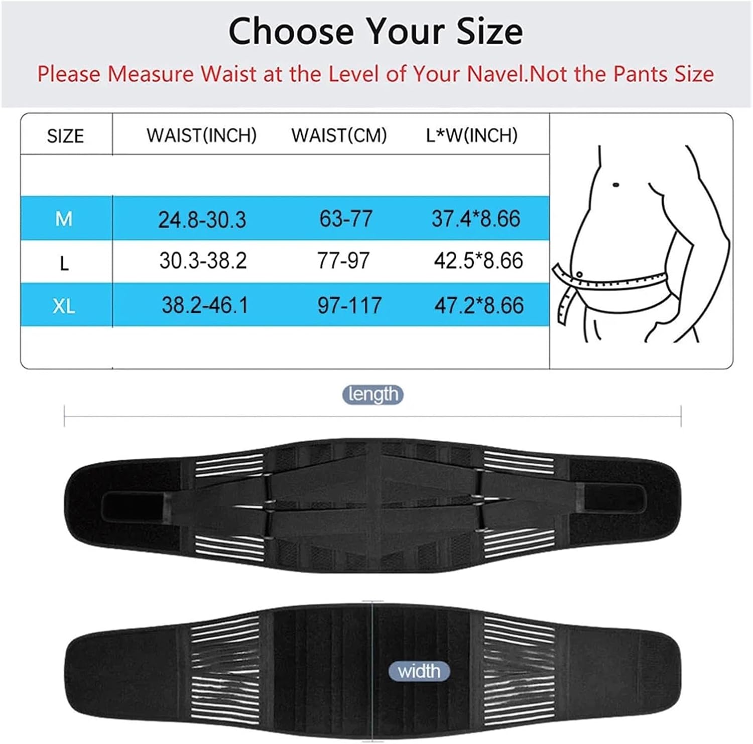 Lower Back Brace with 6 Stays Anti-Skid Orthopedic Lumbar Support Breathable Waist Support Belt for Gym(Medium)