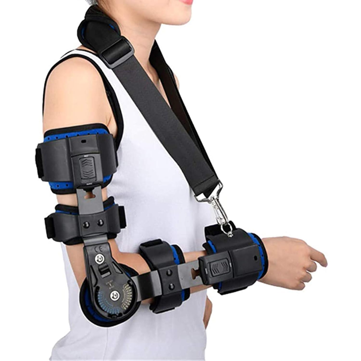 Hinged Elbow Brace Fixator Orthosis Arm Supports Cuff Rehabilitation After Surgery Training Post Op Injury Recovery, Unisex,Left (Right