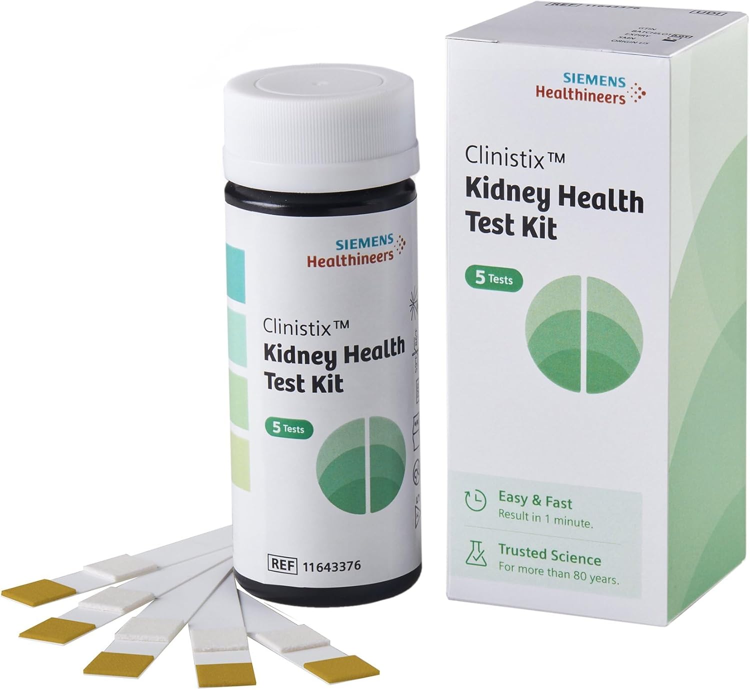 Clinistix Kidney Health Test Kit, Urine Test Strips - Easy-to-Use at-Home Dipstick Testing for Albumin and Creatinine, Fast 1-Minute Results, 5 Tests, 3 Count