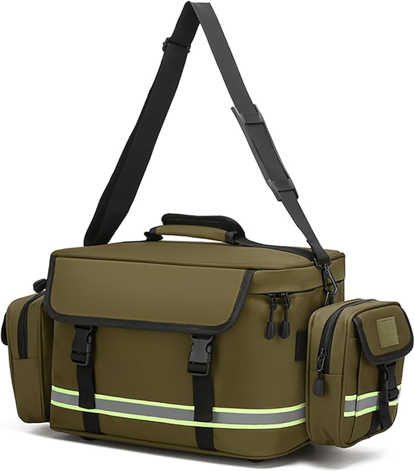 First Responder Bag Empty, Professional Medical Large Capacity Waterproof Emergency Trauma,with Inner Dividers, for Home Health Nurse, Community Care, EMT(Green)