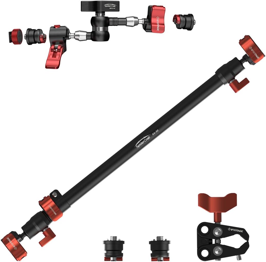 IFOOTAGE Spider Crab Series,32inch Long Magic Arm,Support Rod,7inch Magic Arm with Big Supper Clamp Pipe PC-01 1