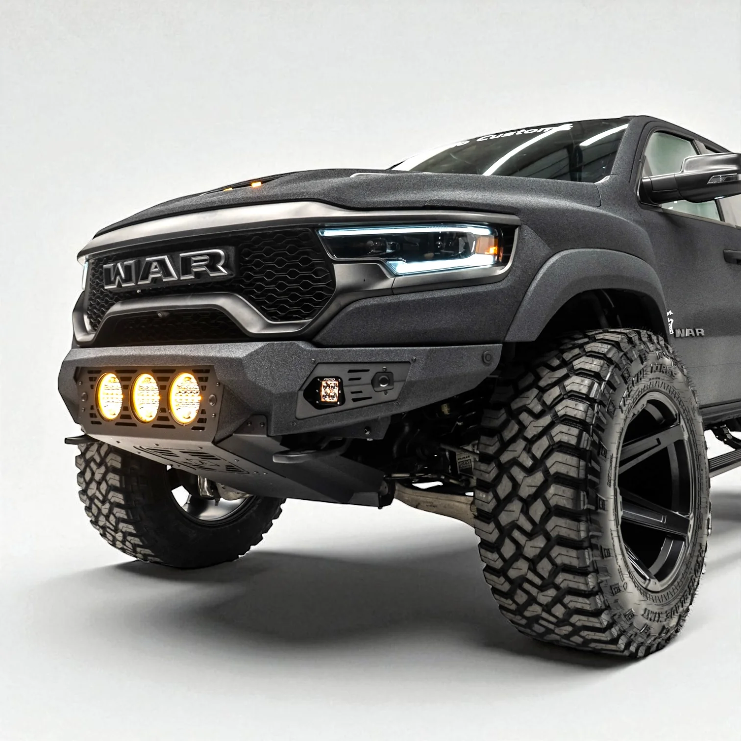 RAM TRX Baja Front Bumper w/ 3 Center Lights & Skid Plate 2021-2024