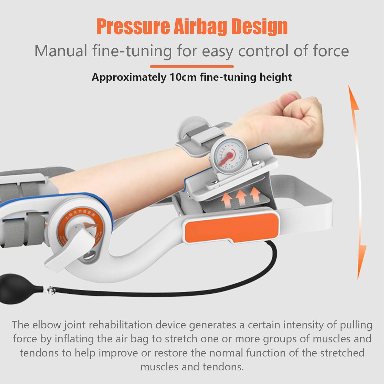 Brace Elbow Joint Rehabilitation Device, Elbow Stretching Trainer with Air Bag Pressurization and Angle Dial, Adjustable -15° to 150° Angle, For Stroke Hemiplegia Patients