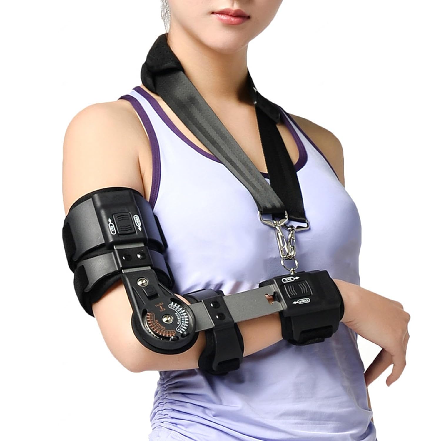 Post OP Hinged ROM Elbow Brace with Strap Stabilizer Splint Arm Injury Recovery Support After Surgery Orthosis,for Ulnar Nerve Entrapment,Sleeping,Tendonitis,Tennis,Left (Right