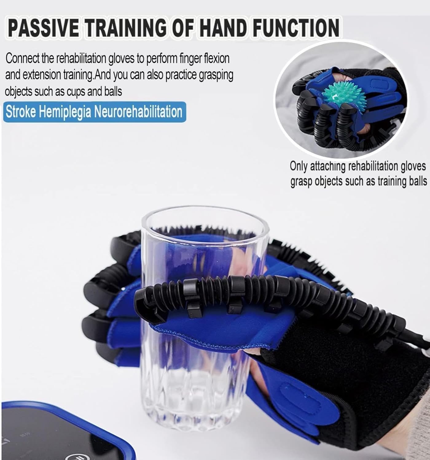 Rehabilitation Robot Gloves Hemiplegia Finger Rehabilitation Trainer Robot Gloves with LCD Touch Screen/Timing/Training Intensity,Left-XL