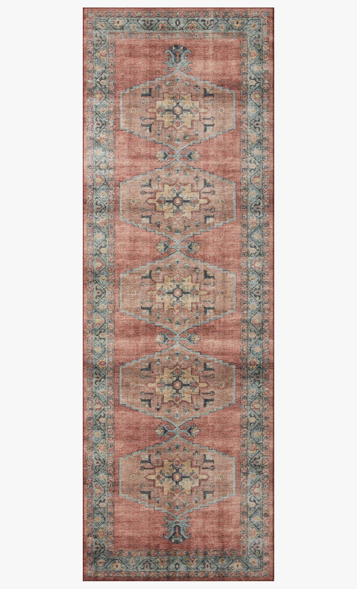 Loloi II Heidi Collection - Traditional Power Loomed Rug in Spice & Aqua (HEI-05)