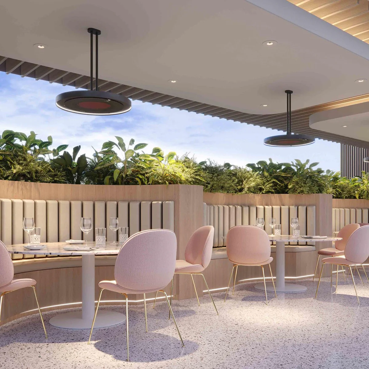 Bromic Eclipse Smart-Heat Electric Pendant Heater + Dimmable LED Lighting Rail + 24-In. Twin Pole