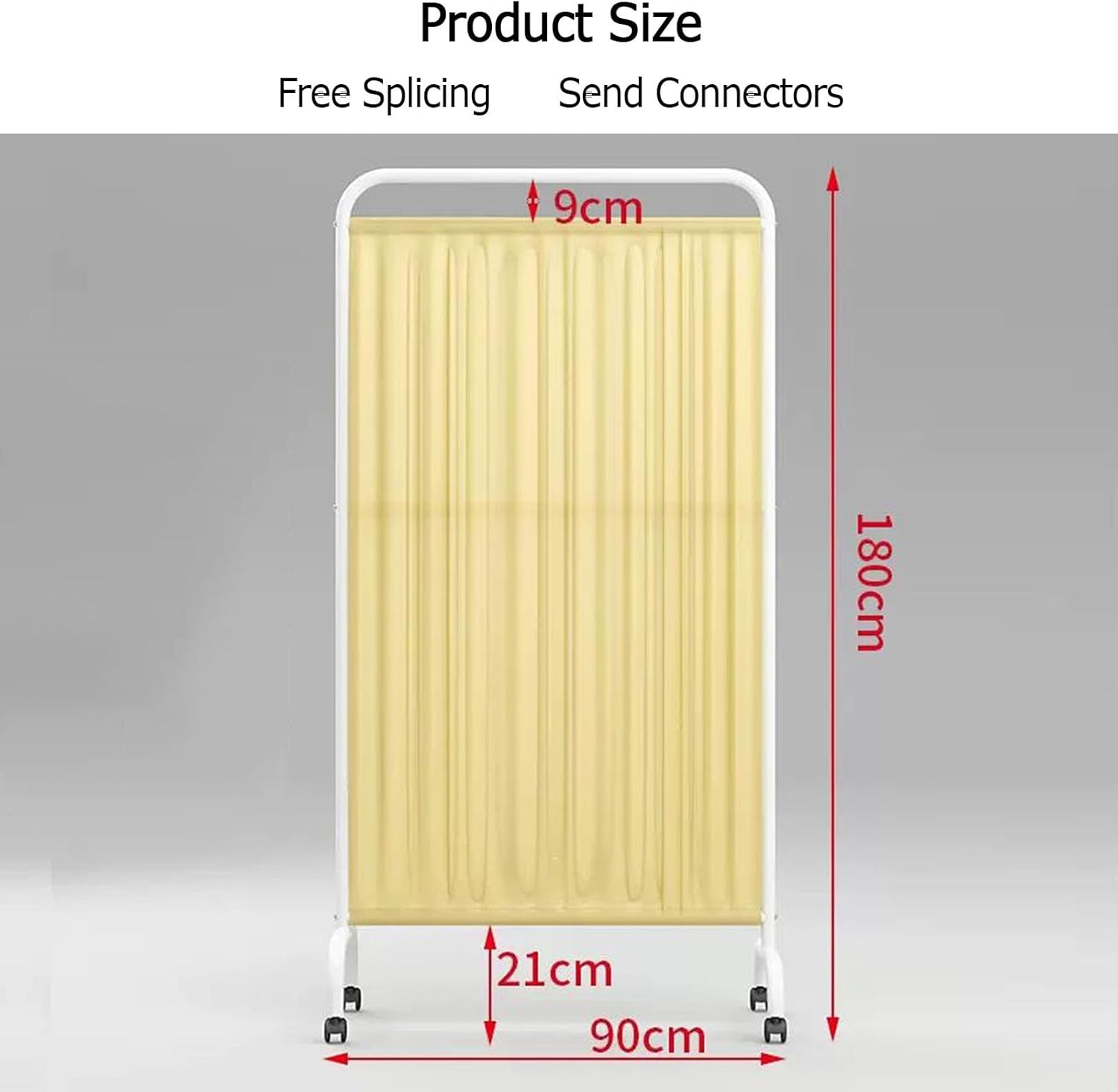 Folding Medical Privacy Screen with 360° Wheels, 3-Panel Divider for Ward, Beauty Salon & Health Hall, Portable Protective Stand Door Partition (Yellow)
