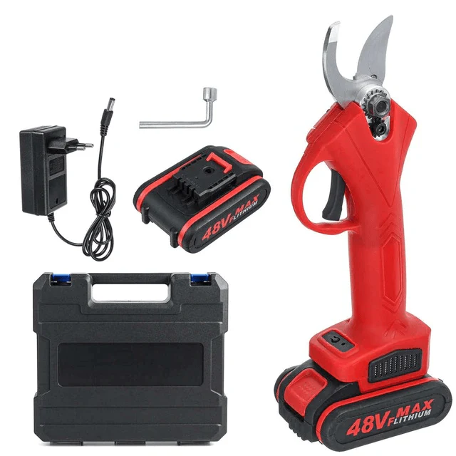 Cordless Electric Pruning Shears with Ergonomic Red Handle