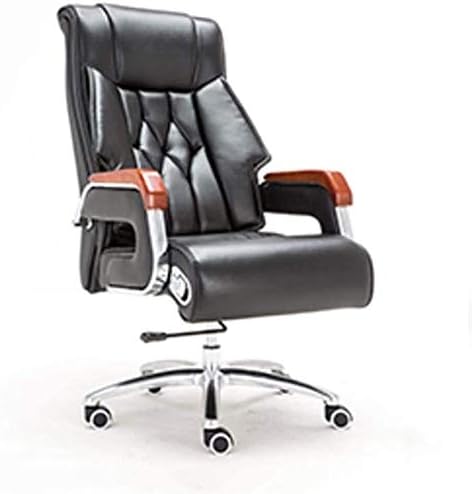 Executive Swivel Adjustable Swivel Office Desk Chair with Armrests Lumbar Support Desk Ergonomic Chair Chair Boss Chair Reclining Computer Chair Home Leather Study Swivel Chair (Black)