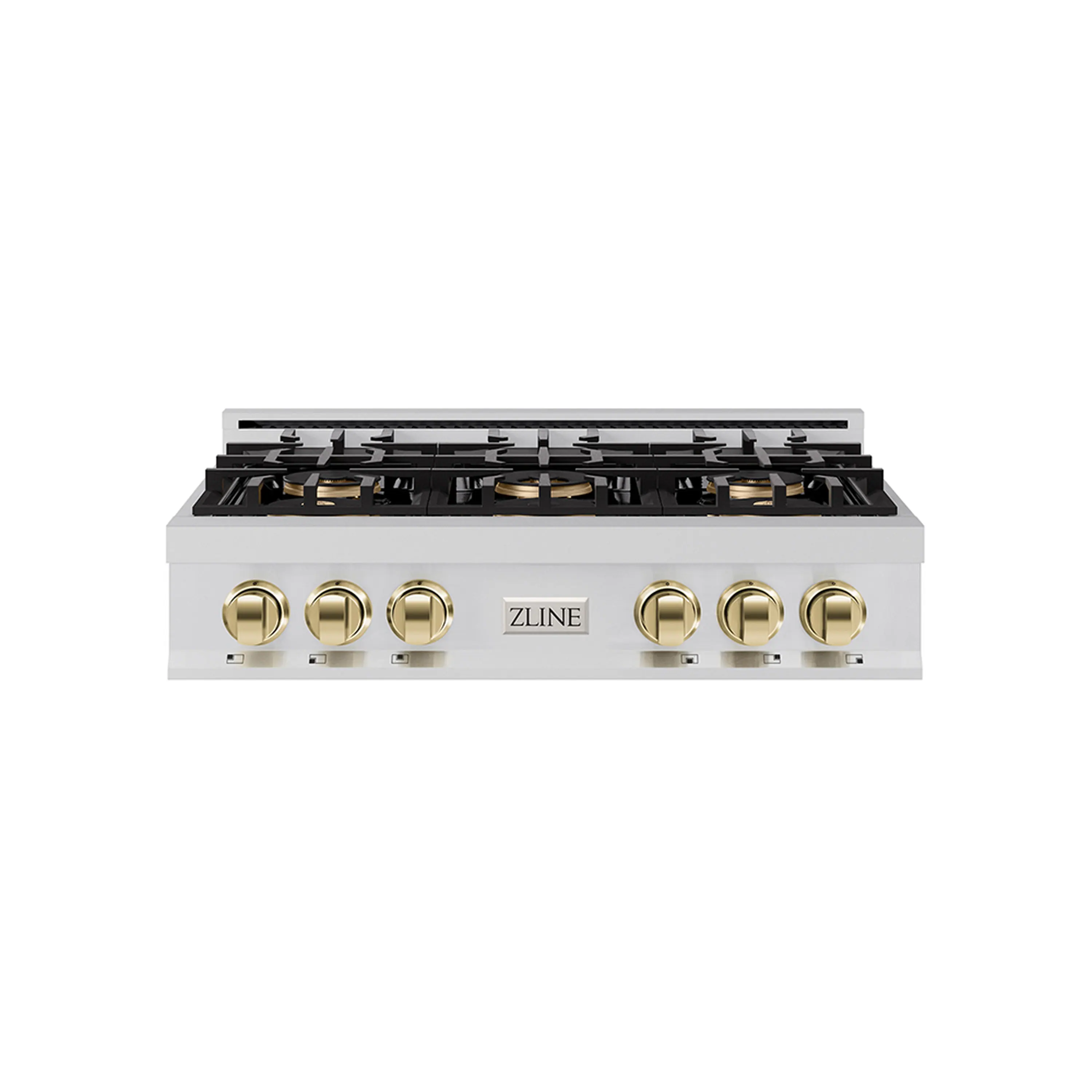 ZLINE Autograph Edition 36-Inch Classic Gas Rangetop with 6 Burner DuoPro鈩?Cooktop in Stainless Steel and Polished Gold Accents (PCRTZ-36-G)