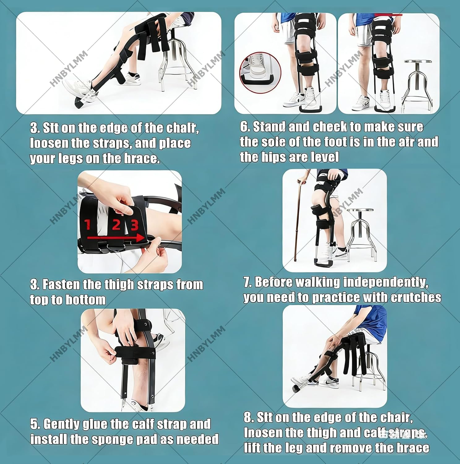 Single Leg Walker Assist, Painless Knee Crutch, Hand Fr-ee Knee Crutches for Broken Legs and Sprained Ankles, Supports Up to 220 LBs Assisted Walking Trainer