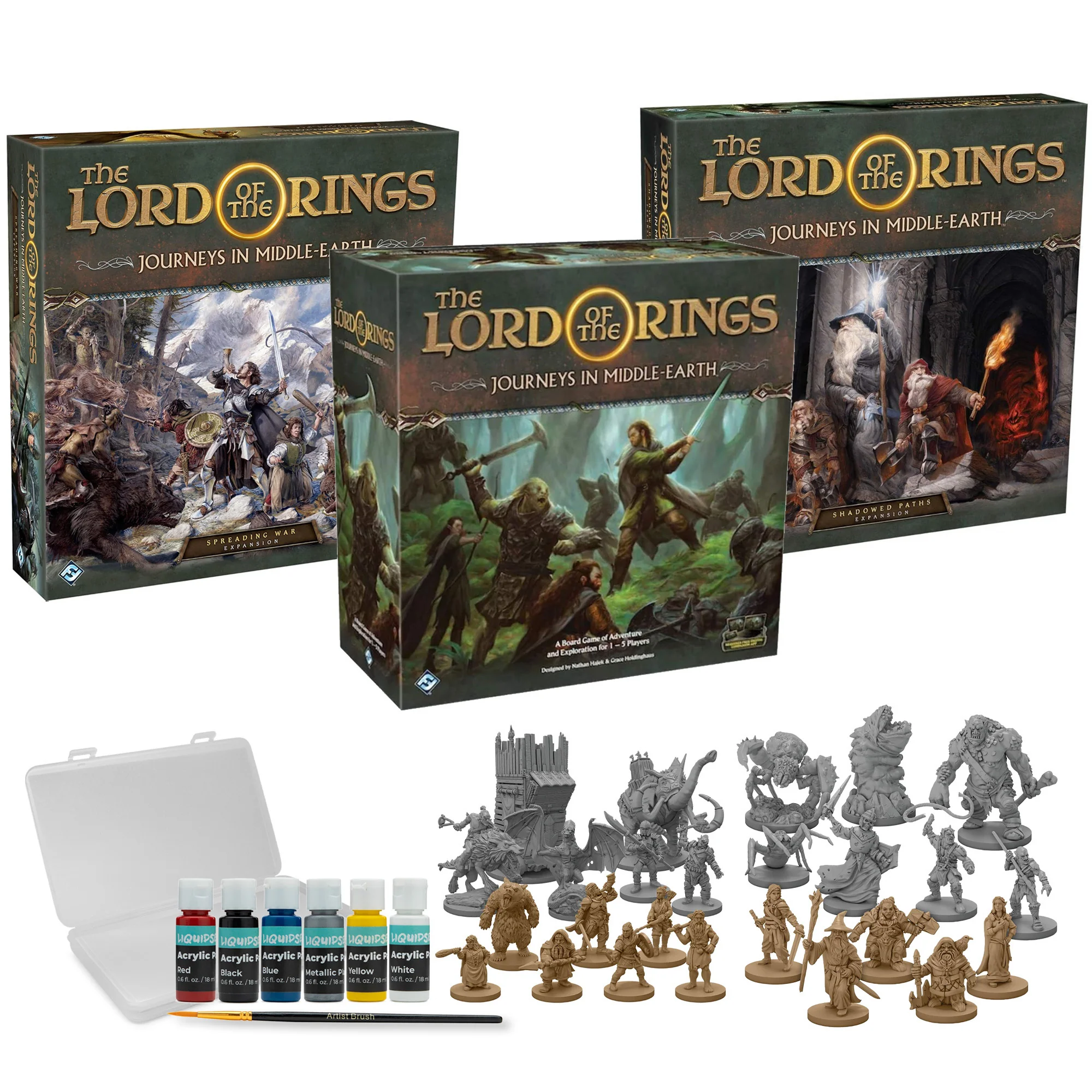 Fantasy Flight Games LoTR Board Game Bundle with Shadowed Paths & Spreading War