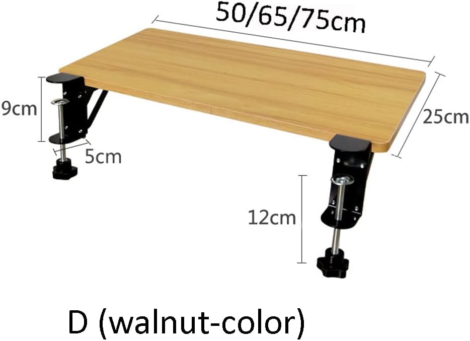 Large Clamp On Desk Extender 29.5x10inch Tray, Table Mount Keyboard Tray, Armrest Shelf Elbow Arm Support Black/White/Maple/Walnut,D-75cm(29.5inch)