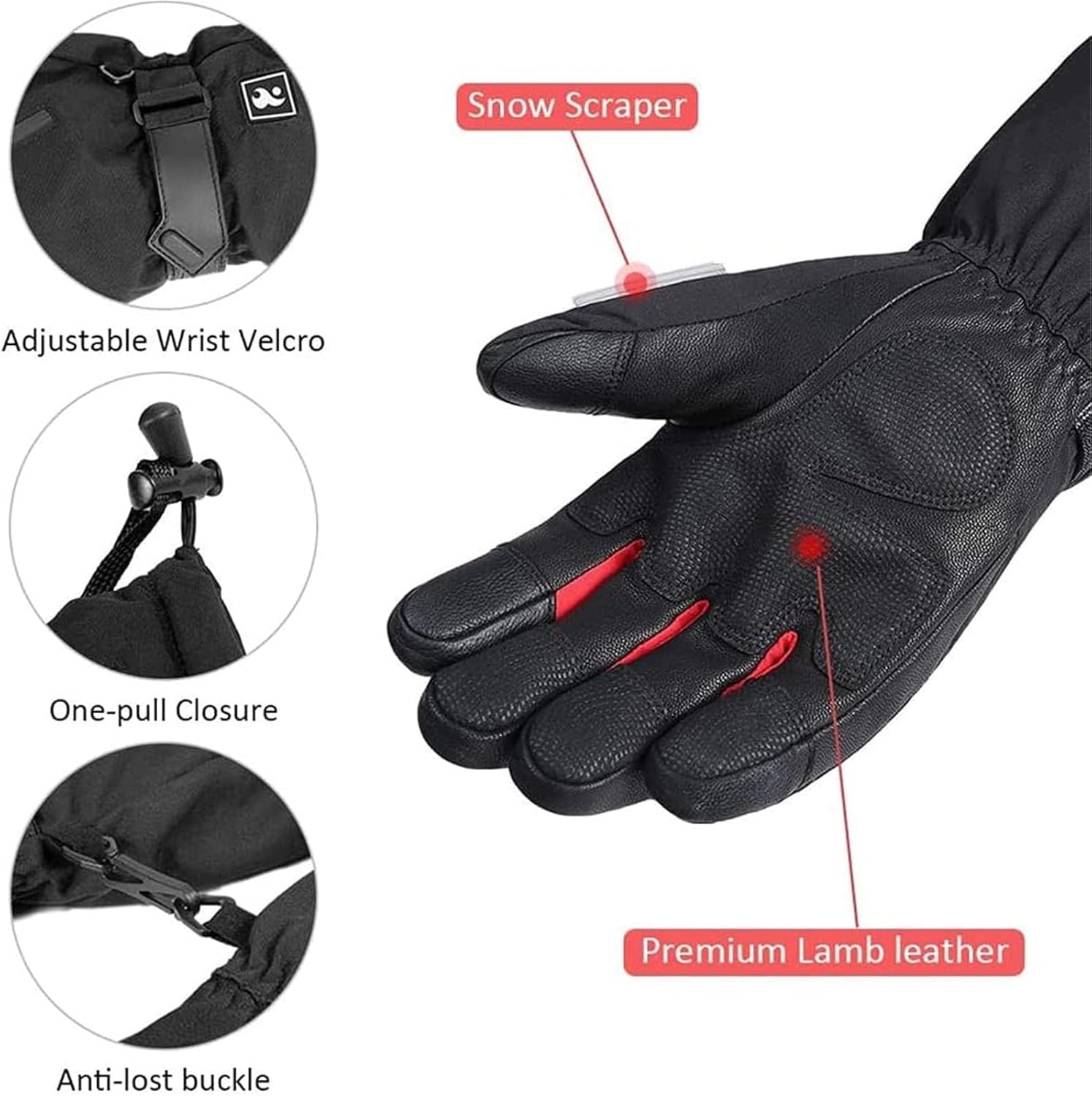 Winter Gloves,Heated Gloves, 3000 MAh Rechargeable Electric Arthritis Hand Warmer Heated Ski Gloves Mittens Snow Winter
