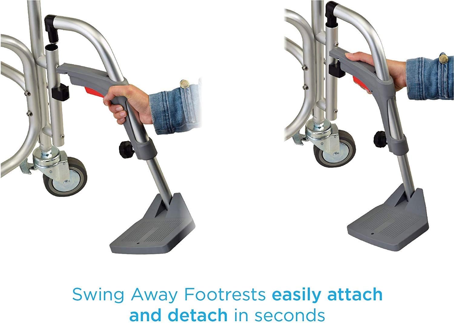 NOVA Medical Produs Rolling Shower Commode Chair with Locking Wheels and Removable Footrests, Over The Toilet Wheeled Commode,White, 1 Count