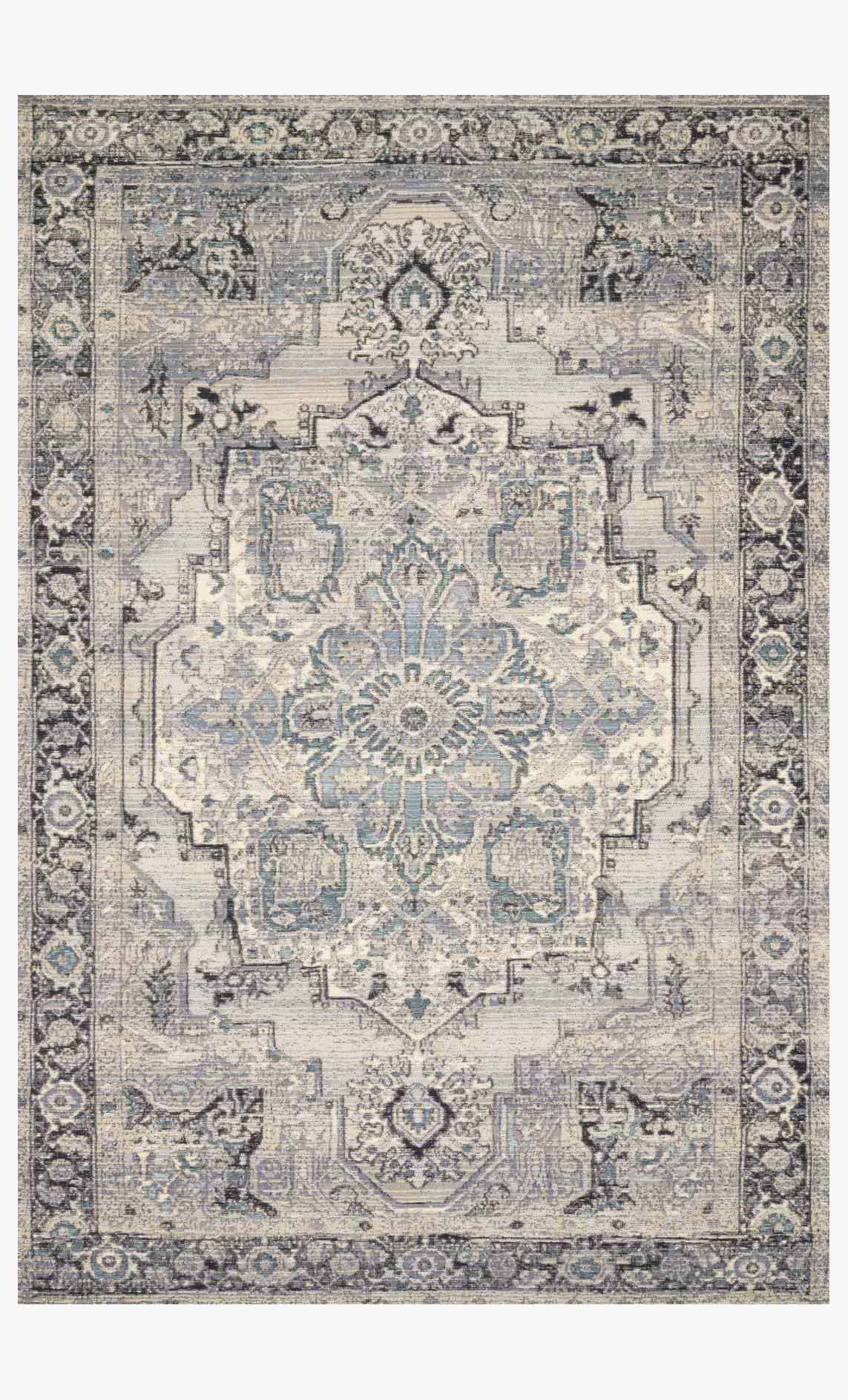 Loloi Mika Collection - Indoor/Outdoor Power Loomed Rug in Grey & Blue (MIK-01)