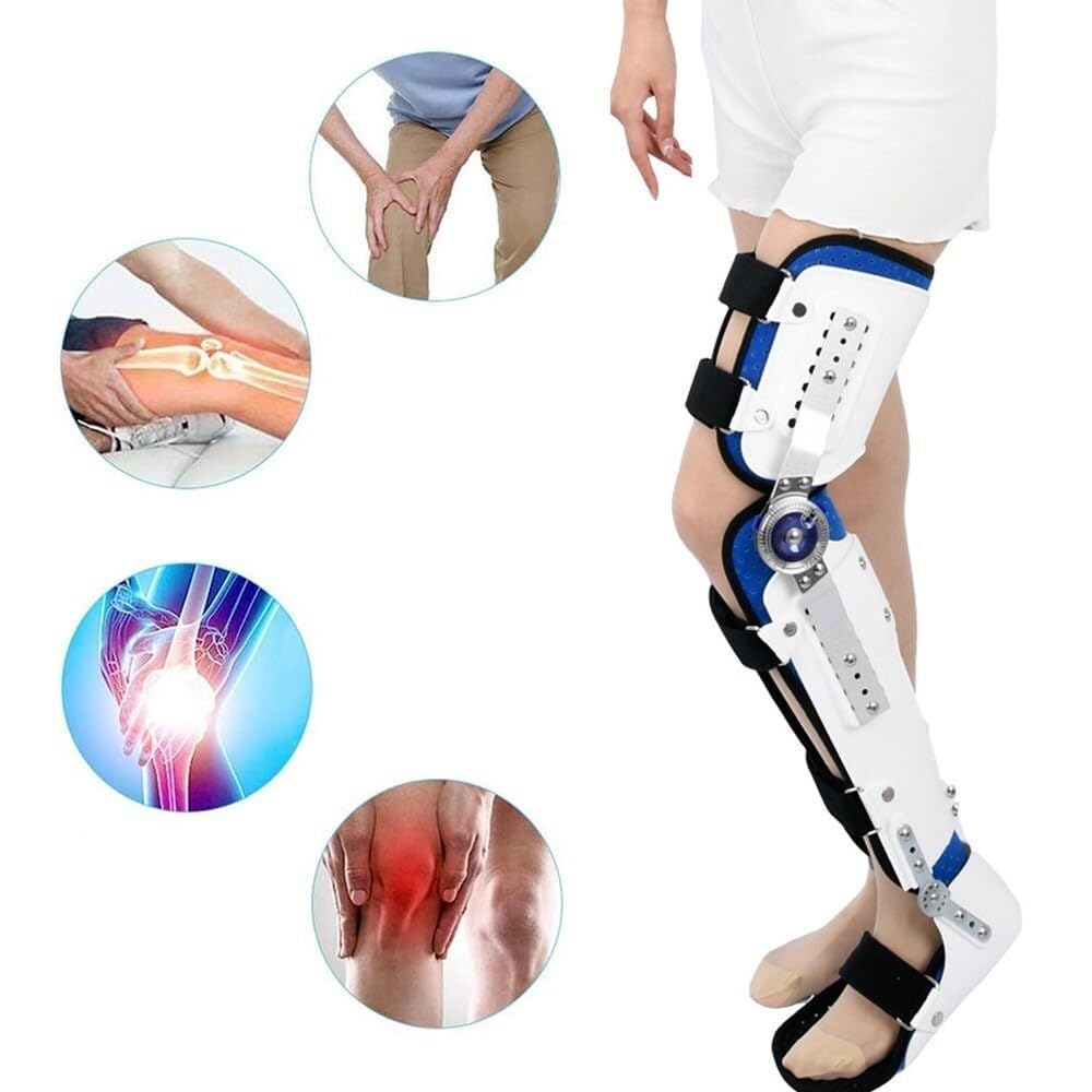 Stabiliser Walking Fixed Brace Hip Knee Ankle Foot Orthosis Leg Brace Fracture And Lower Limb Paralysis Adjustable Height Width Knee Joint Ankle Foot Support(RIGHT)