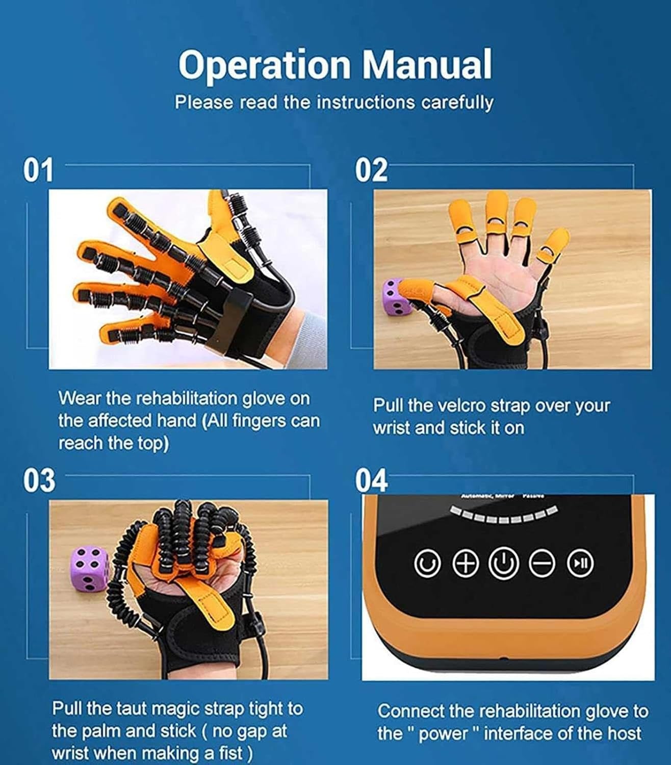 Robot Glove Hand Training Rehabilitation Hand Strengthener Finger Orthosis Functional Hand Splint for Long-Term Relief,Left-XL