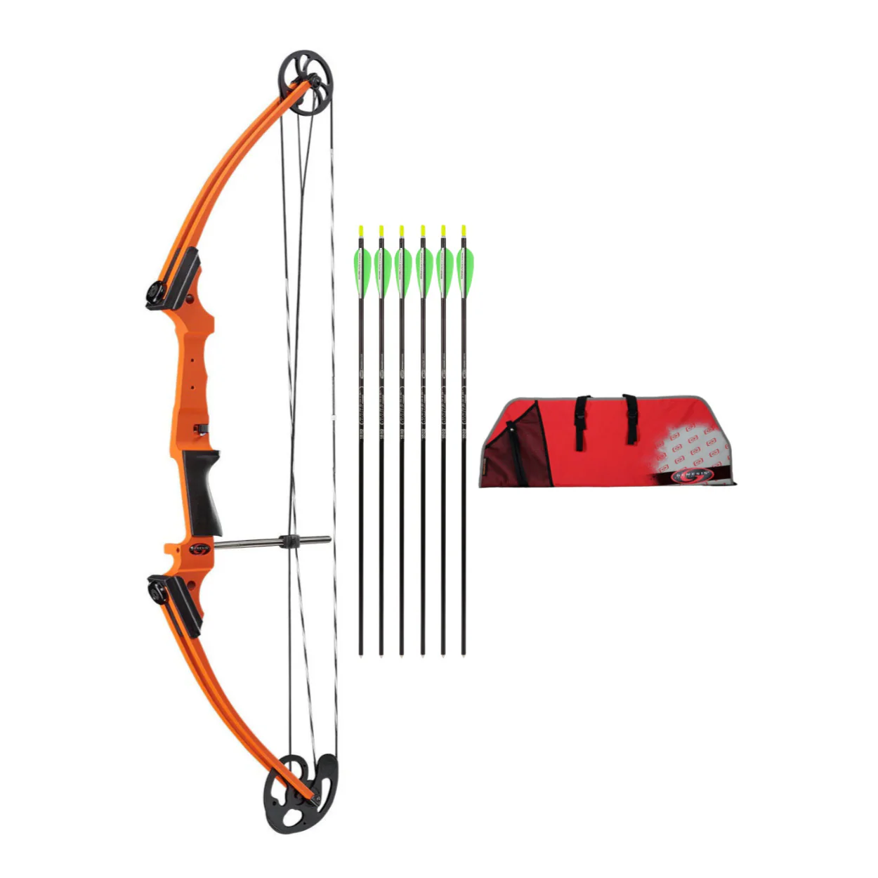 Genesis Archery Original Bow (Right Hand, Orange) with 6 NASP Arrows and Case