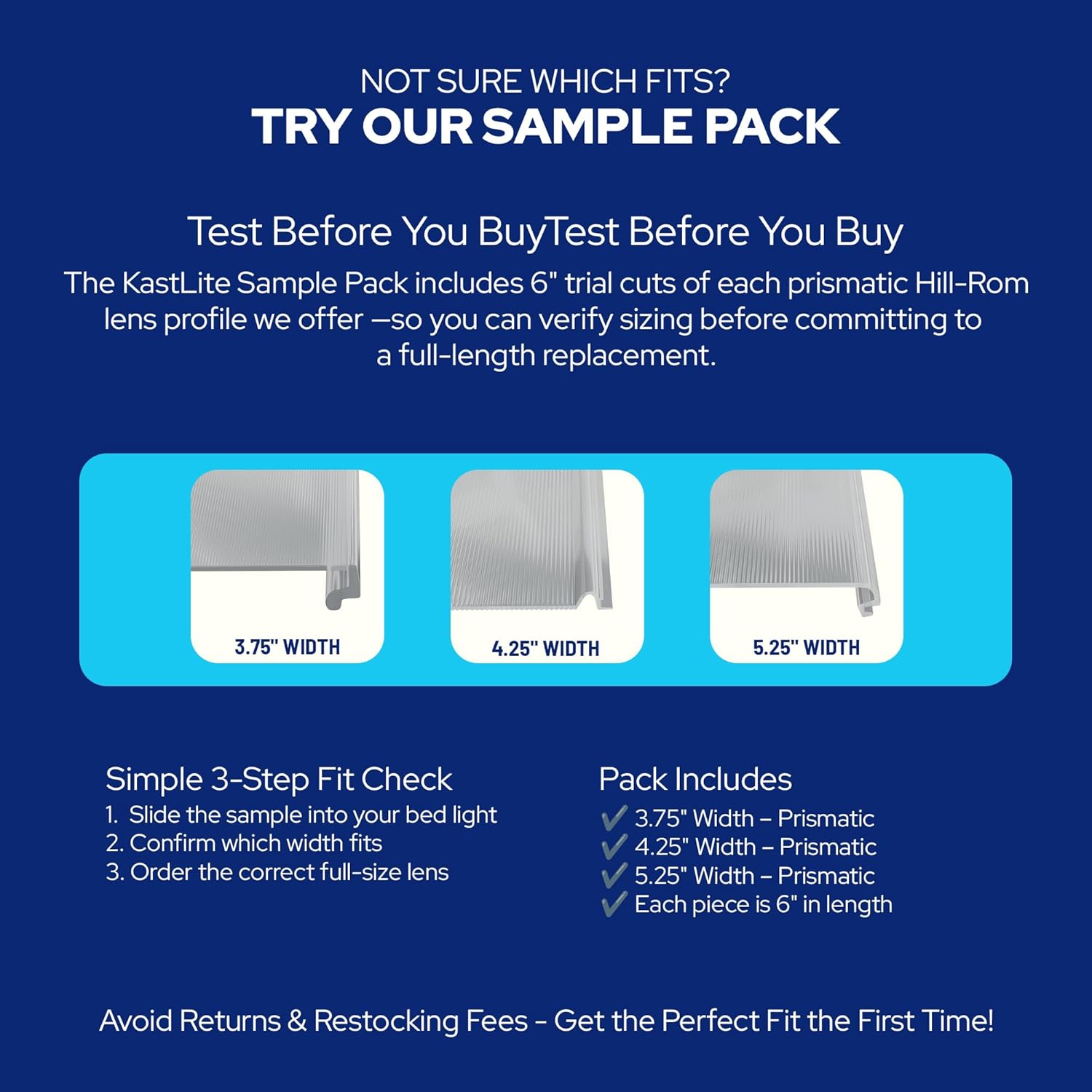 KASTLITE OEM Hillrom Hospital Bed Light Lens | Linear Prismatic Replacement Diffuser for Model 645 Hill-Rom Over-Bed Lighting | 48 Inch Fluorescent Light Fixture Cover | 5.25