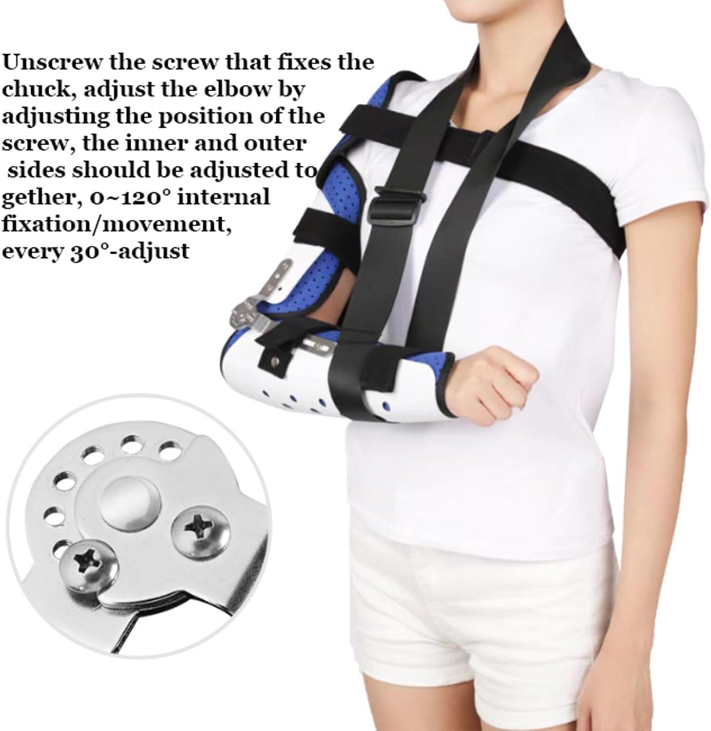 ROM Hinged Elbow Brace Adjustable Elbow Splint,Post OP Arm Immobilizer with Shoulder Sling Stabilizer,Cubital Tunnel Syndrome Physical Therapy and Recovery,for Sleep and Work,Right