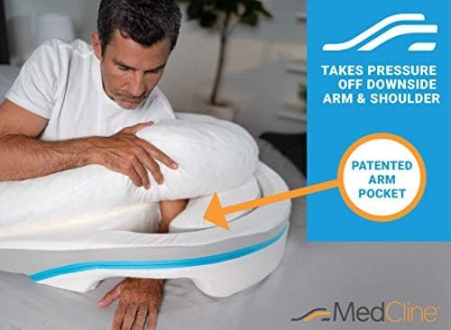 MedCline Shoulder Relief System with Extra Cases, Bed Wedge Pillow for Shoulder Pain Relief and Therapeutic Body Pillow, Inclined Sleep Position with Arm Pocket, Large for 5'10
