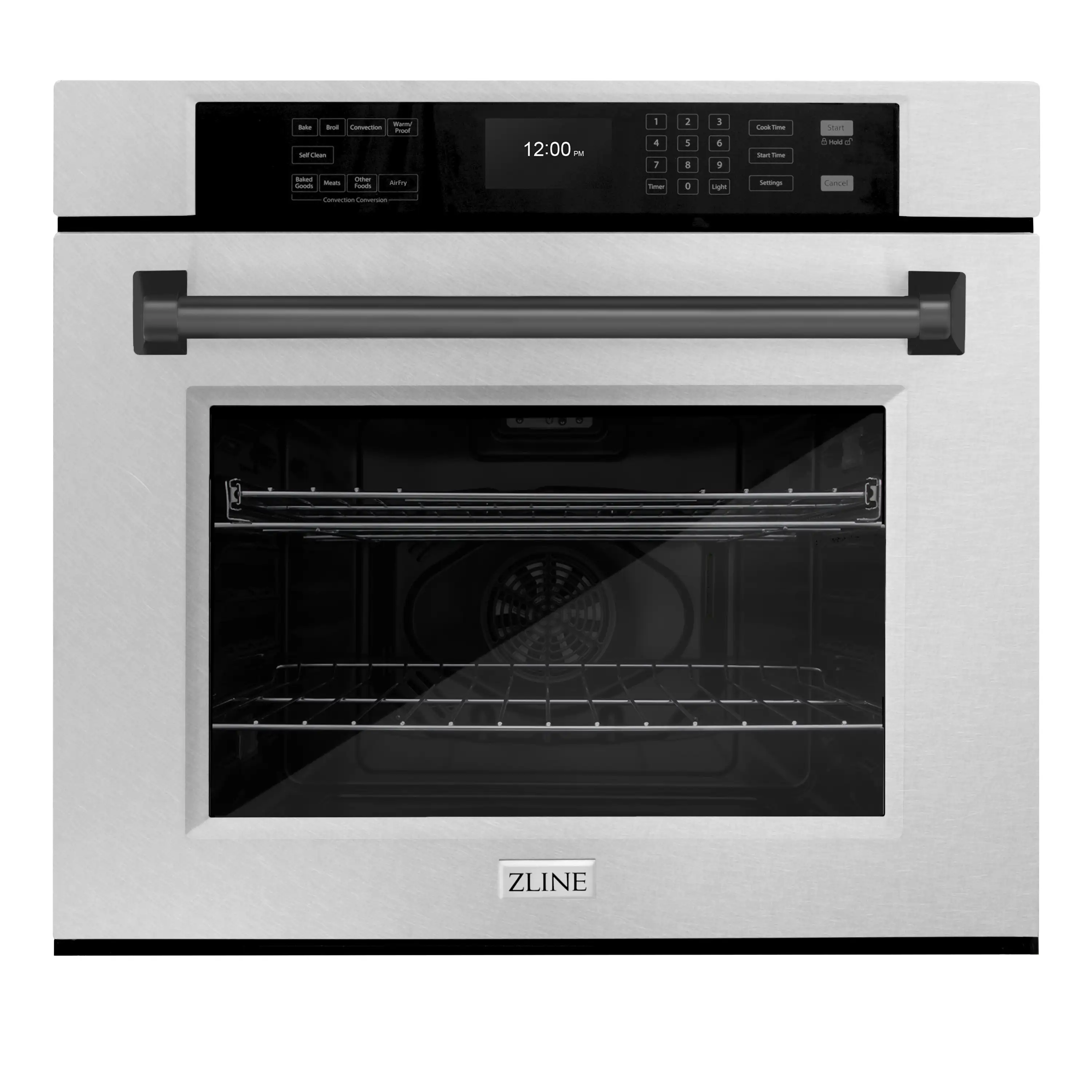 ZLINE 30-Inch Autograph Edition Professional True Convection Single Wall Oven with Air Fry and Self Clean in Satin Stainless Steel with Matte Black Handle (WASSZ-30-MB)