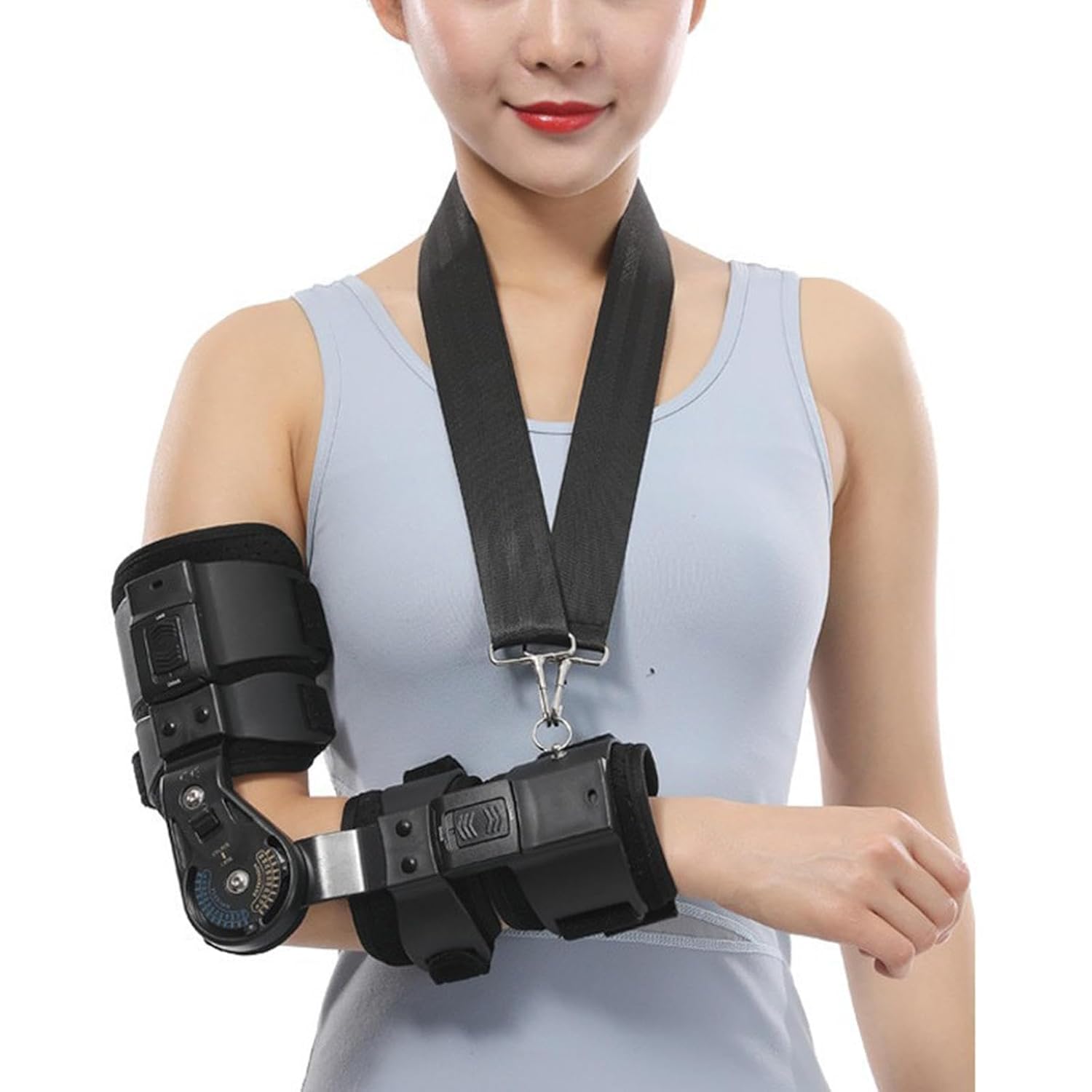 Adjustable Hinged Rom Elbow Brace, Elbow Joint Fixed Brace for Men Women, Elbow Splint Immobilizer for Surgery Injury Recovery, Elbow Pain Relief Hand Arm Splint,right