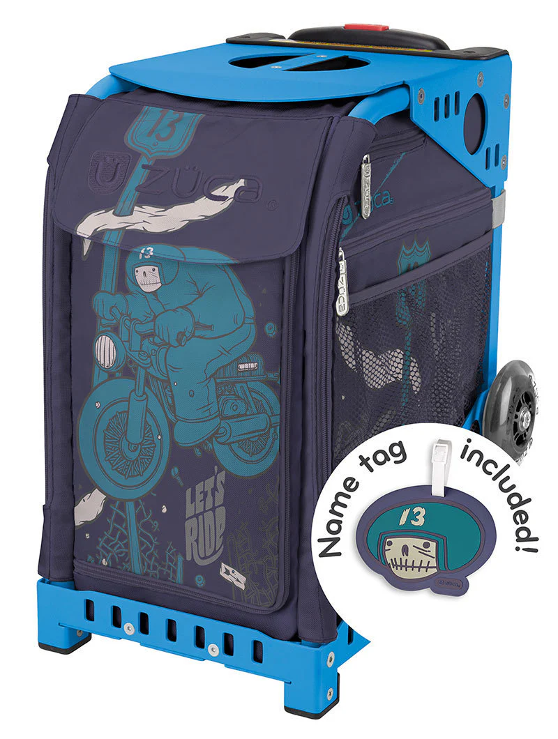 Zuca Lets Ride Sport Insert Bag, Blue Frame with Flashing Wheels