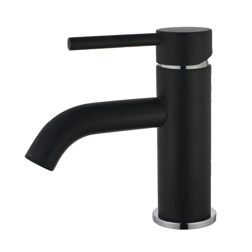 Kingston Brass Concord One-Handle Single-Hole Bathroom Faucet with Push Pop-Up Drain, Matte Black/Polished Chrome (LS8227DL)