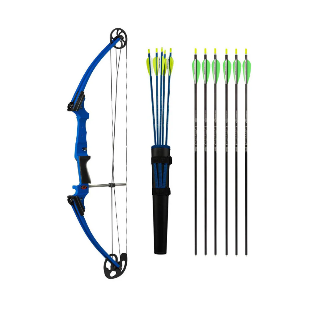 Genesis Archery Original Compound Bow Kit (Right Hand, Blue) with Six Arrows