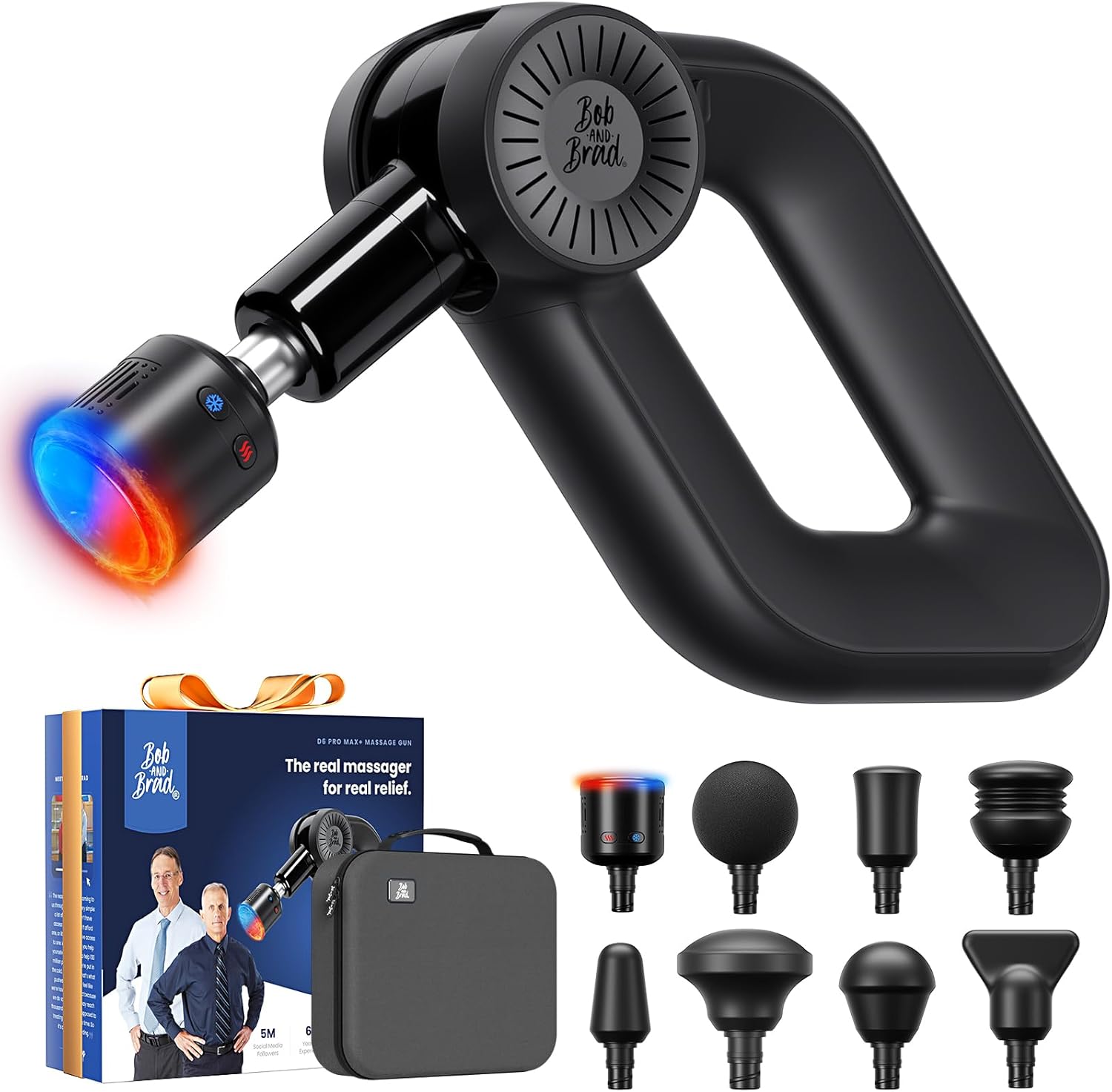 BOB AND BRAD D6 Pro Max+ Massage Gun with Heat and Cold, Powerful Deep Tissue Percussion Massager with 16mm Amplitude, FSA Eligible & HSA Approved Professional Muscle Massager Gun for Athletes