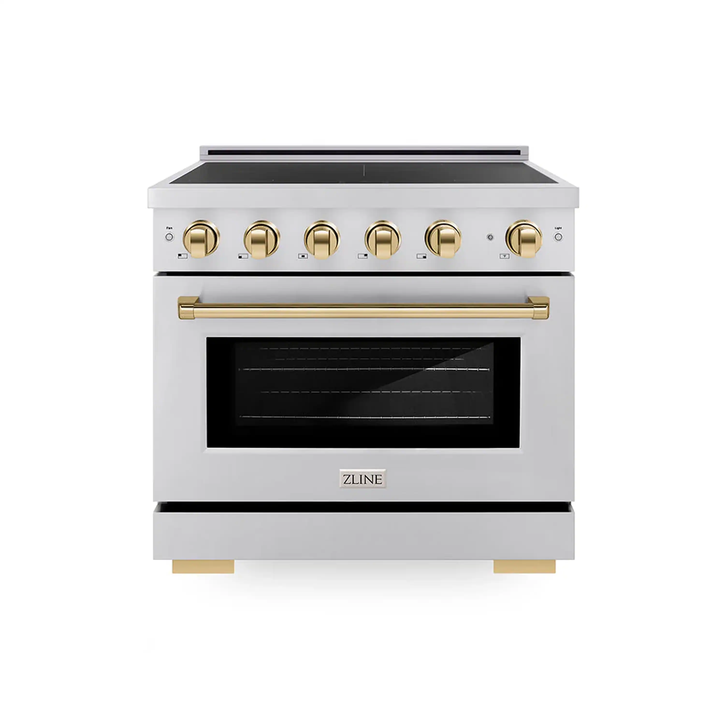 ZLINE Autograph Edition 36-Inch, 5.2 Cu. Ft. Paramount Induction Range with 5 Element Cooktop and Electric Convection Oven in Stainless Steel with Polished Gold Accents (SINRZ-36-G)