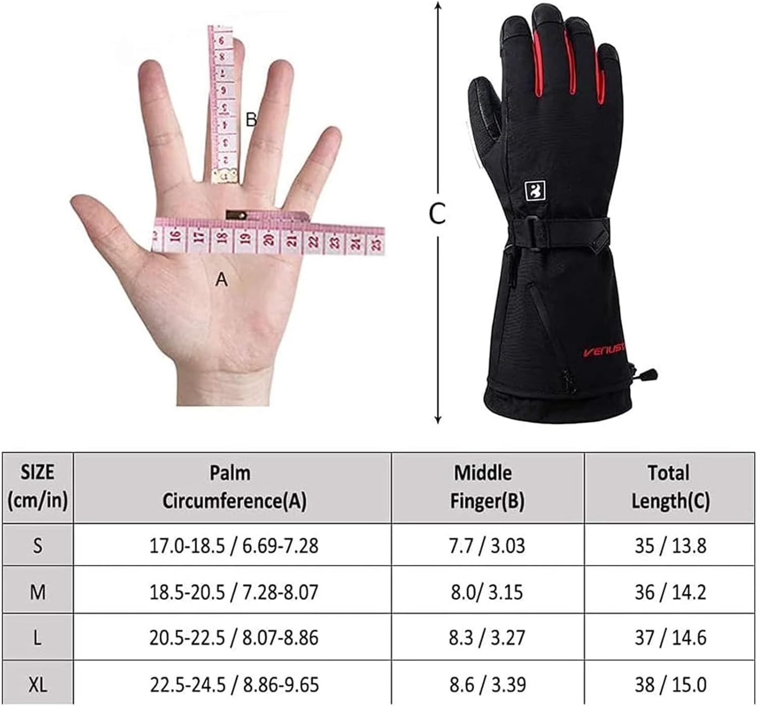 Winter Gloves,Heated Gloves, 3000 MAh Rechargeable Electric Arthritis Hand Warmer Heated Ski Gloves Mittens Snow Winter