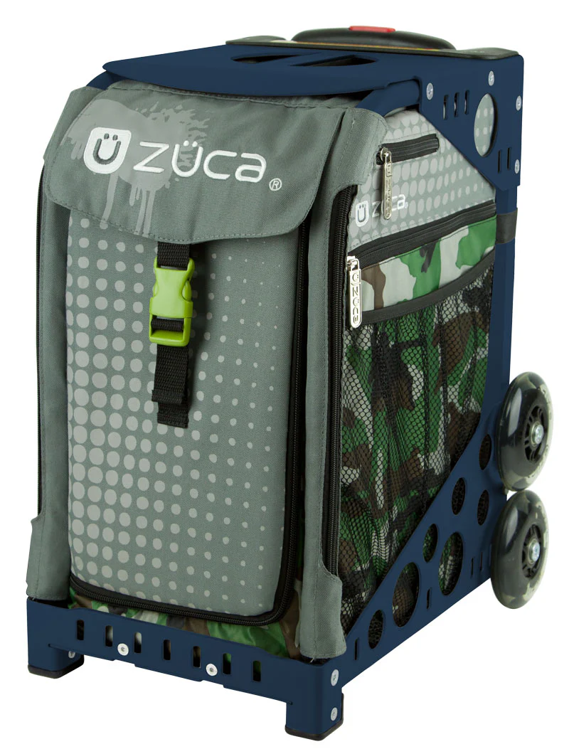 Zuca Paintball Sport Bag & Frame (Navy) w/ Flashing Wheels