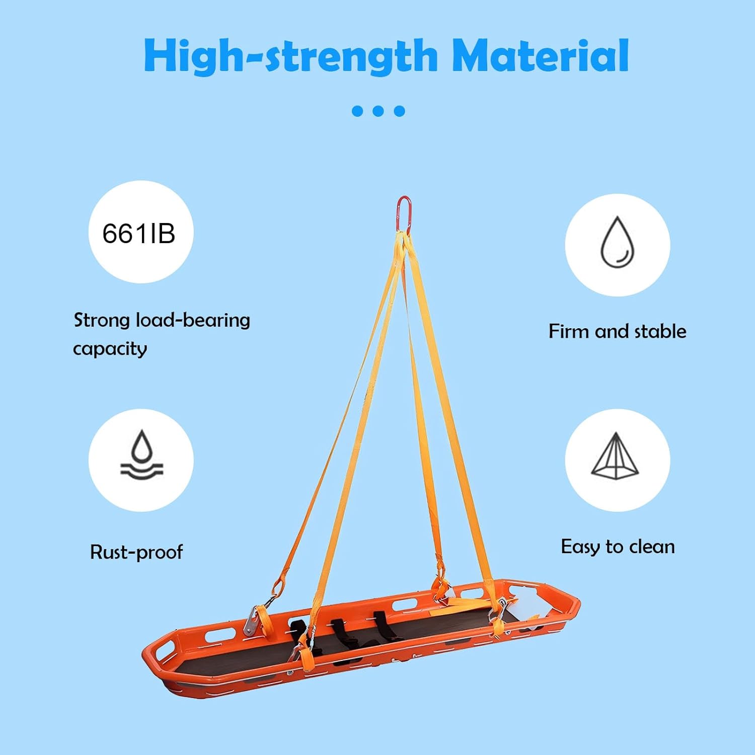 Emergency Air PE Basket Stretcher - Stainless Steel Hanging Stretcher with Accessories for Medical Use