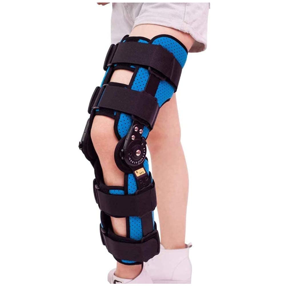 Knee Orthosis Immobilizer, Adjustable Hinged Knee Brace Splint Stabilizer For Leg Post-Op Fracture, Acl Arthritis Meniscus Tear Ligament Injury (Blue-Left